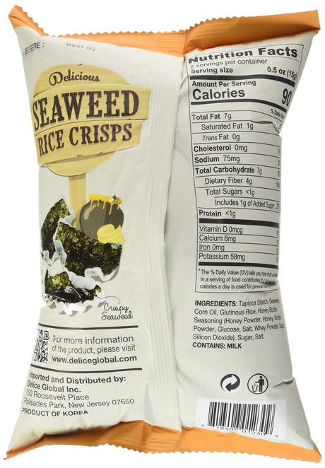 Kim's Magic Pop Honey Butter Seaweed Rice Crisps, 30 GR - Mighty Depot