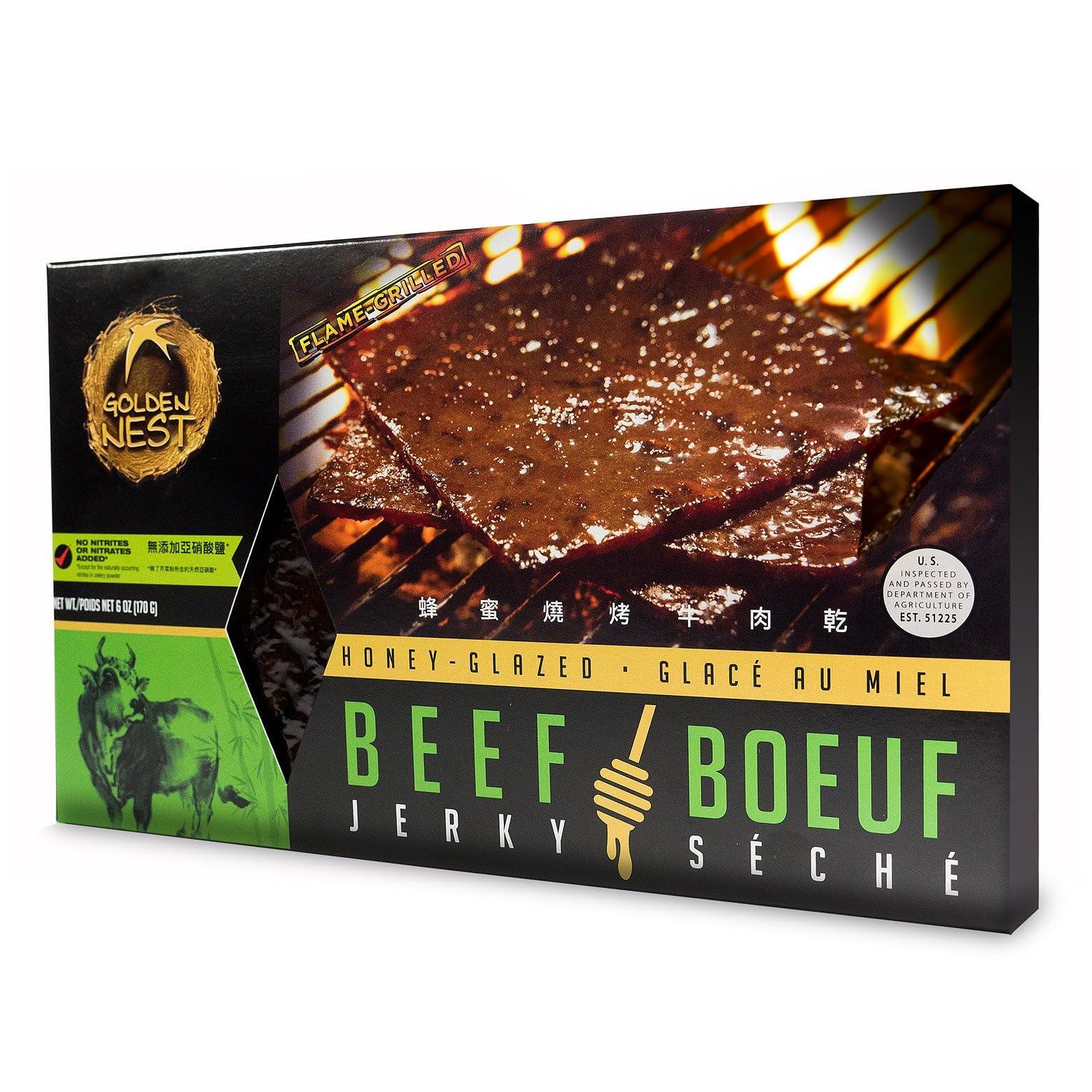 Golden Nest Beef Jerky, Gluten Free, Low Sodium Homemade Style BBQ Meat From Gourmet USA Beef, Award Winning Premium Jerky, 6 Ounces