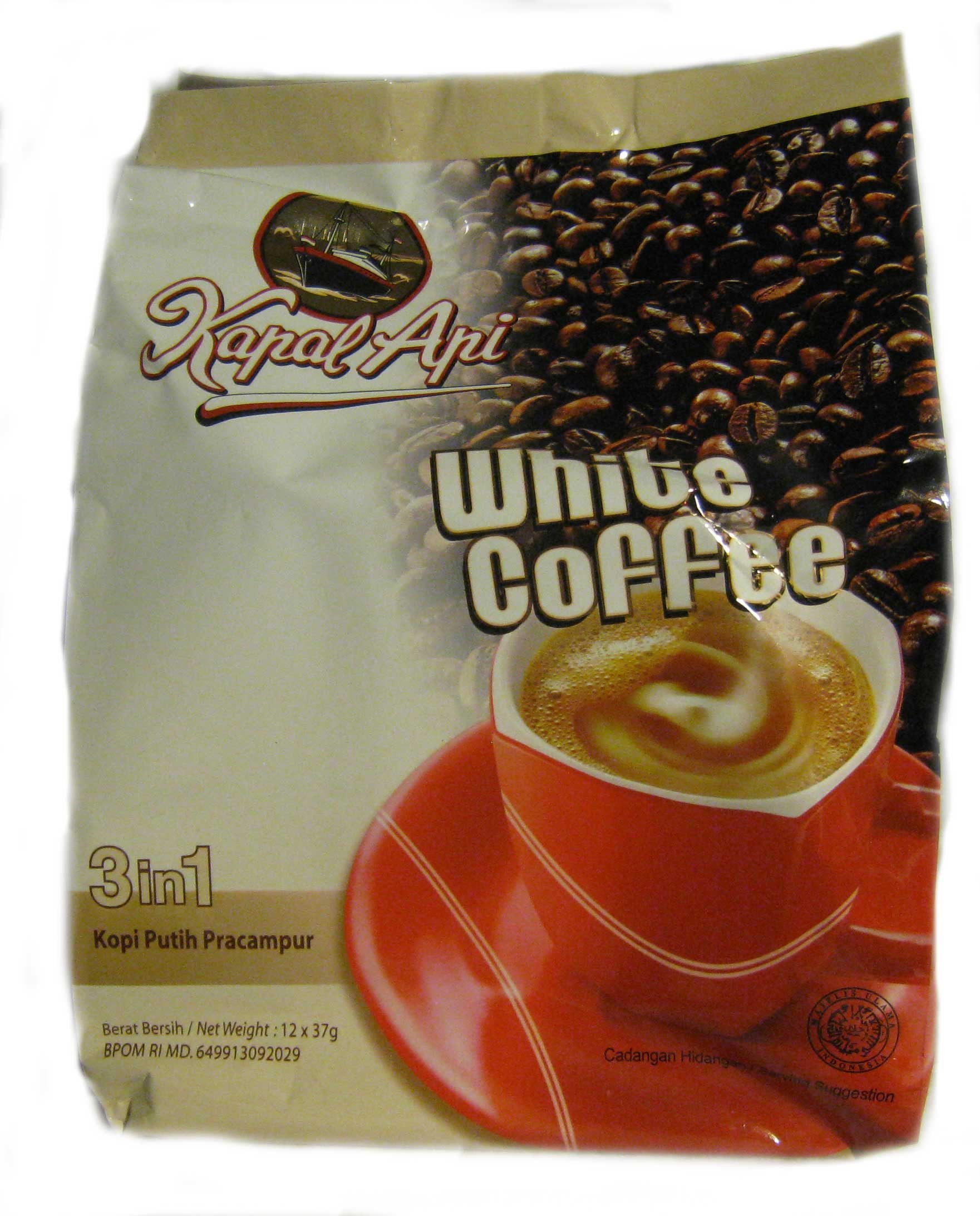 Kapal Api White Coffee 3 in 1 Premixed Instant Coffee, 12 x 37-gram pouches