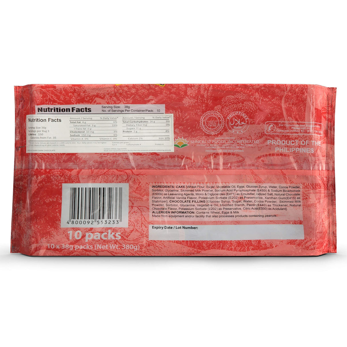 Fudgee Barr Indivually Wrapped Cream Filled Snack Cakes, Chocolate, 41g, 10 Count - Mighty Depot