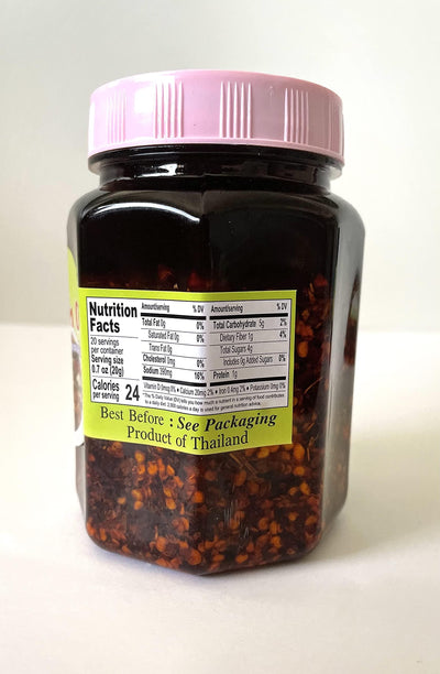 Fried Chili in Oil O-Cha Brand - Authentic Thai Flavor with Crispy Garlic and Red Onion 14 oz.(Pack of 2), Shipped by Thai Pantry.net