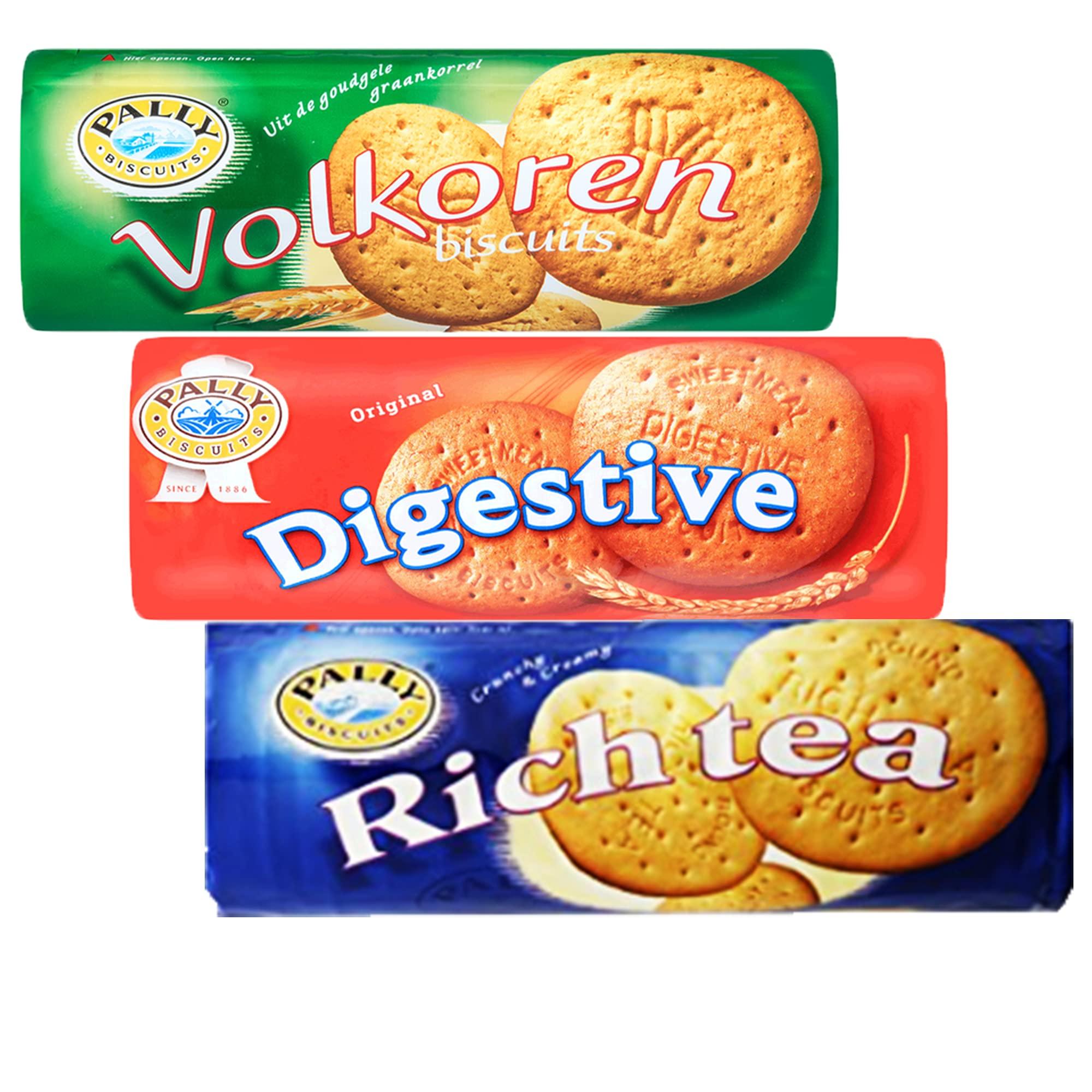 Pally Biscuits (Pack of 3) Wheat Flour Digestive Biscuits-Product of Netherland (Variety Pack of 3)