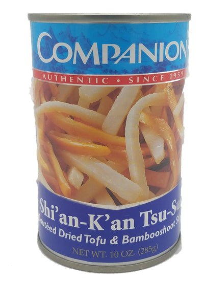 Companion Bamboo Shoots Canned with Sauteed Dried Tofu Skin, Vegan Chinese Food 10 oz. can (Pack of 3)