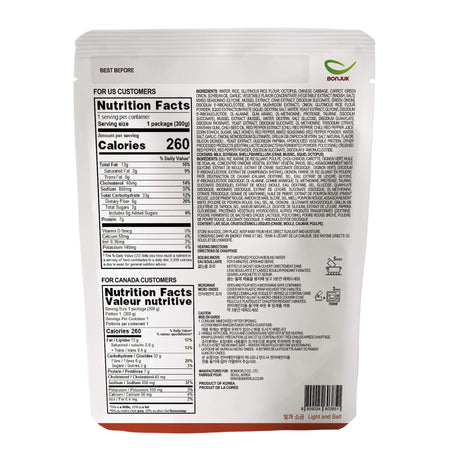 BONJUK Spicy Seafood & Vegetable (Juk) Rice Porridge - Ready to eat meal (300g), Easy to prepare porridge pouch - Mighty Depot