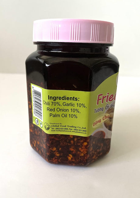 Fried Chili in Oil O-Cha Brand - Authentic Thai Flavor with Crispy Garlic and Red Onion 14 oz.(Pack of 2), Shipped by Thai Pantry.net - Mighty Depot