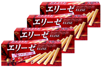 Bourbon Elise Choco Cream & White Cream Wafers 3.87 oz (pack of 4)