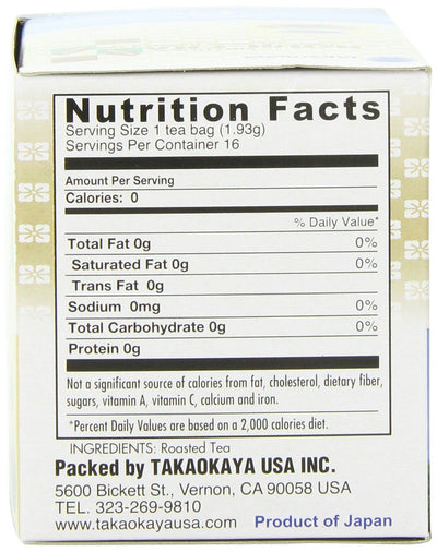 Takaokaya Tea, Hoji Cha Tea, 16-Count Tea Bags (Pack of 12)