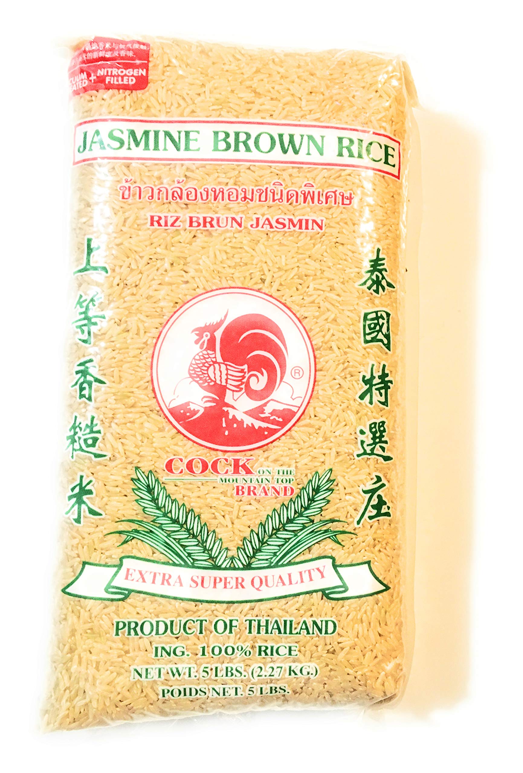 Cock Brand Jasmine Brown Rice 5 Lbs ( 2 Pack)