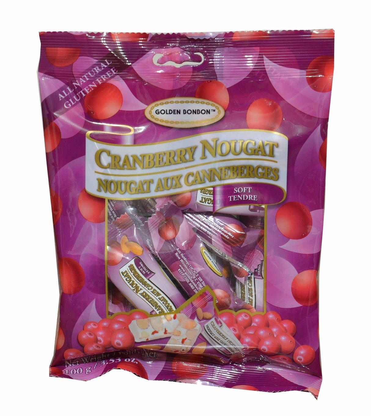 Golden Bonbon Cranberry Nougat- Soft. 3.53 oz (pack of 2) - Mighty Depot
