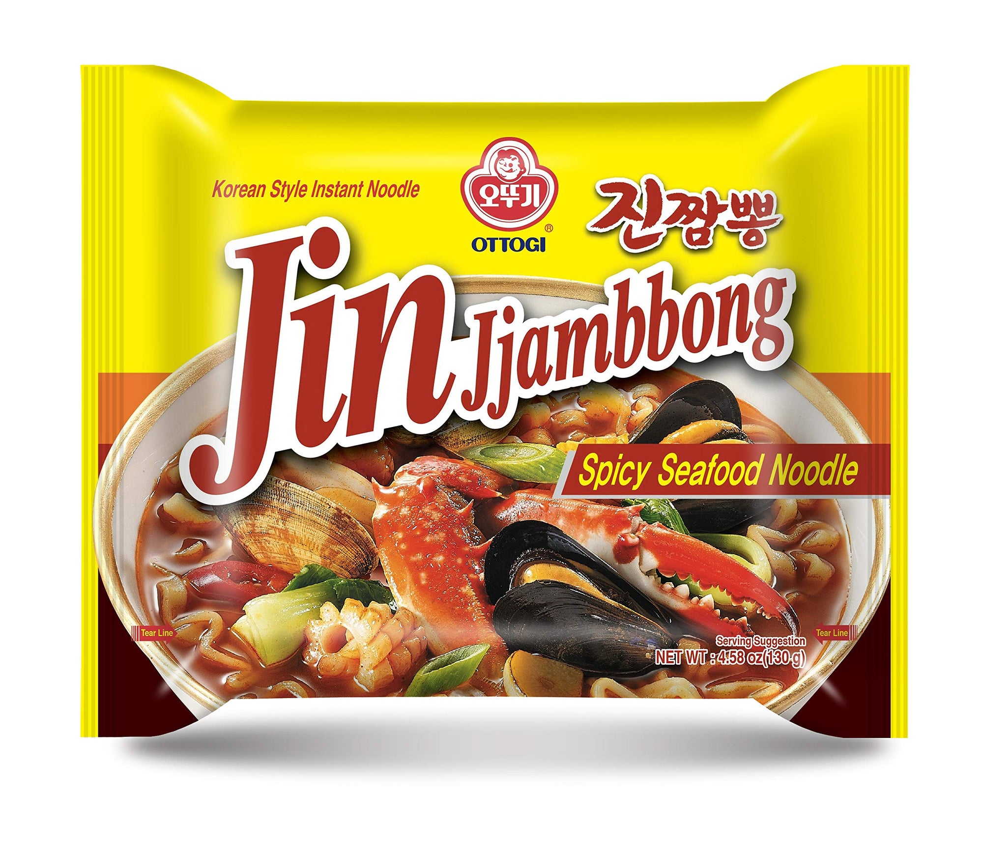 [OTTOGI] JIN Jjambbong- Korean Style Instant Noodle - Spicy Seafood Noodle (130g) - 4 Pack
