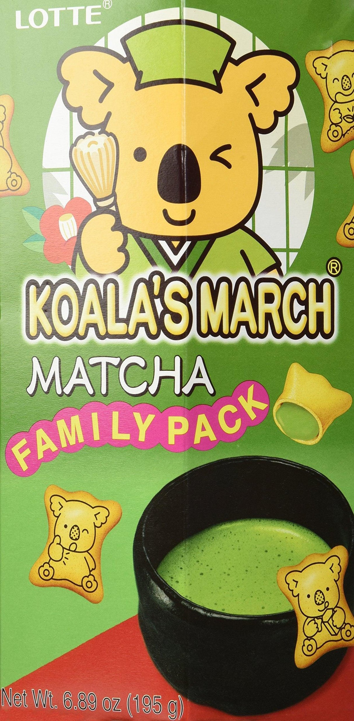Lotte Koala's March Cookies, Matcha, 6.89 Ounce - Mighty Depot