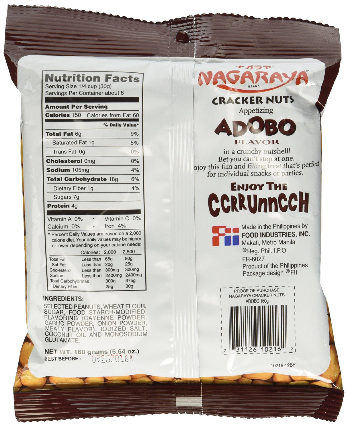 Nagaraya Cracker Nuts Adobo 5.64 Oz - Mighty Depot
