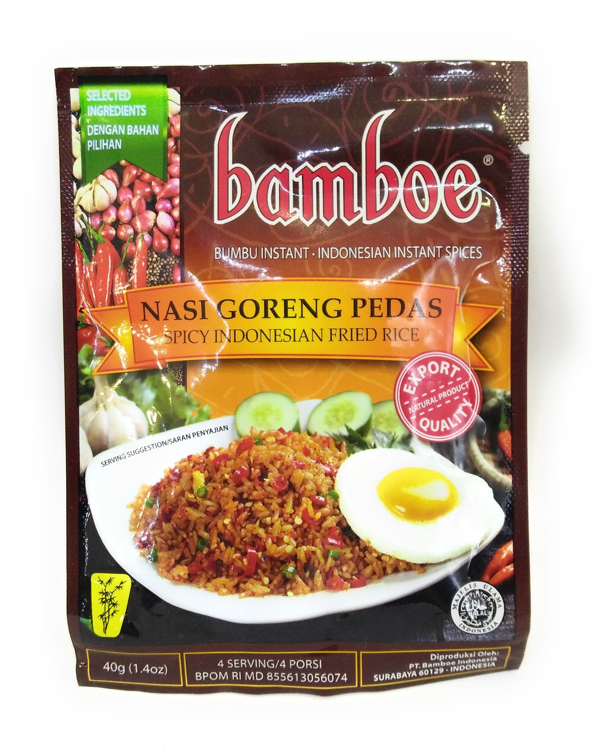 Bamboe Bumbu Nasi Goreng Pedas (Spicy Indonesian Fried Rice), 40 Gram (Pack of 6)