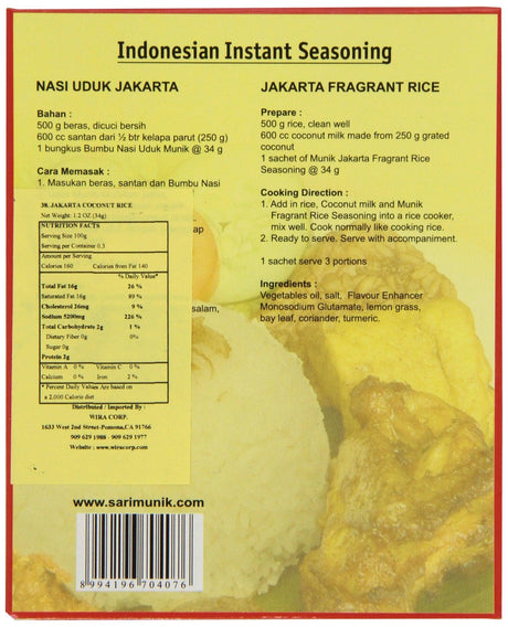 Munik Nasi Uduk Jakarta Fragrant Rice, 100-Gram - Mighty Depot