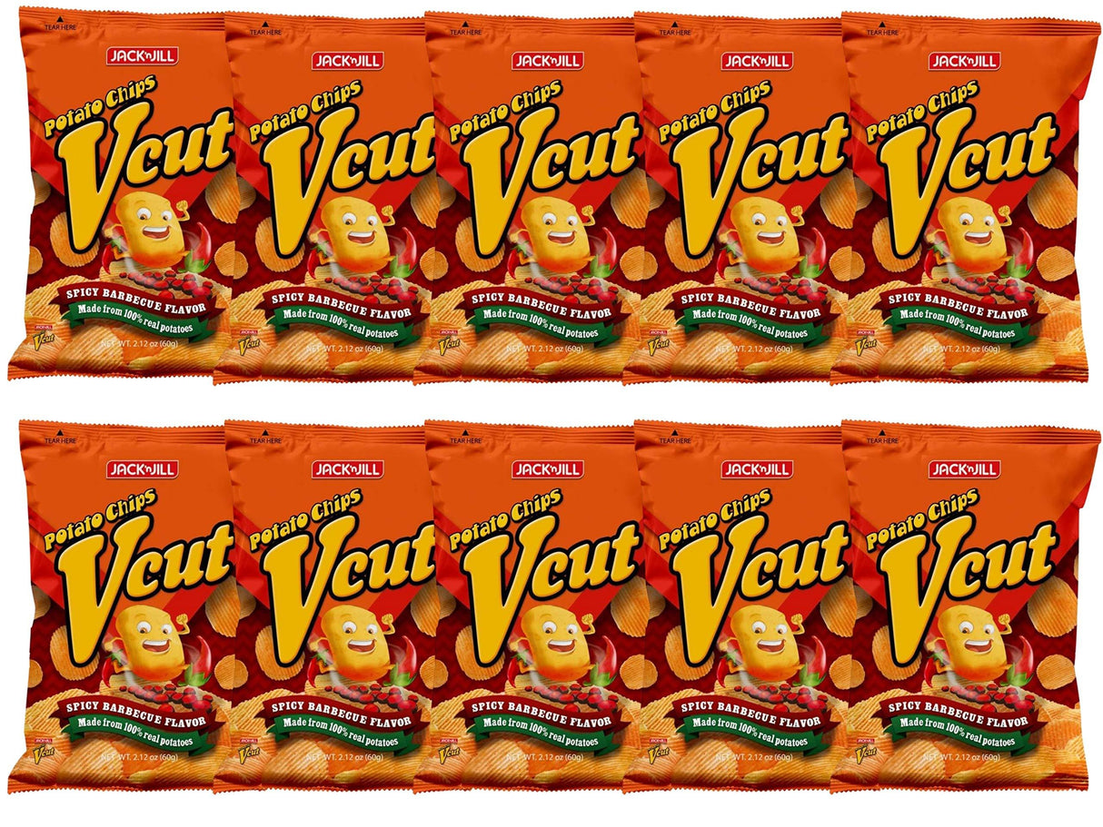 Jack 'n Jill Vcut Potato Chips Spicy Babecue Flavor Pack of Ten 2.12 Oz A Pack - Mighty Depot