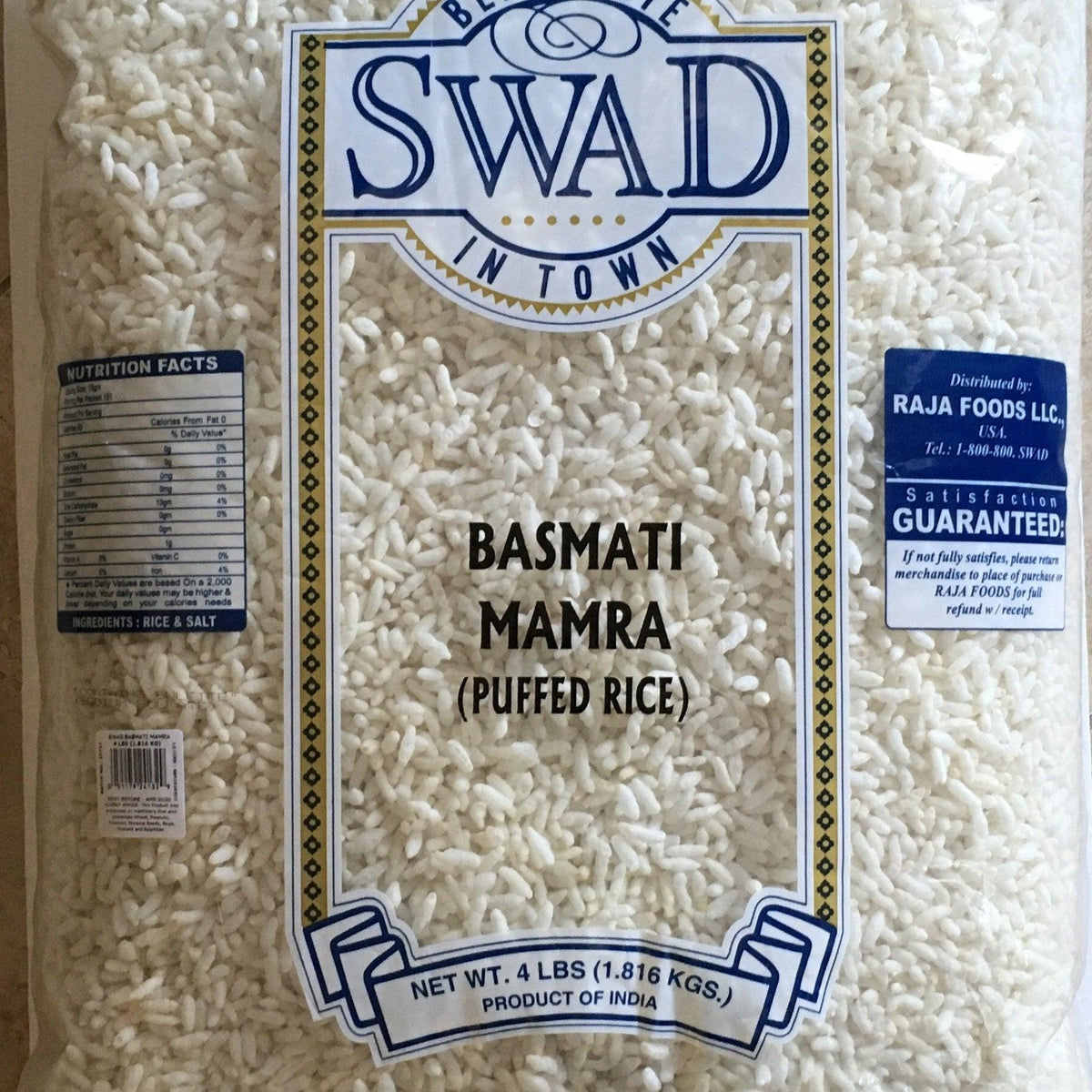 Swad Basmati Mamra (Puffed Rice) - 4 Lbs, 1.816kg, VALUE PACK, Indian ...