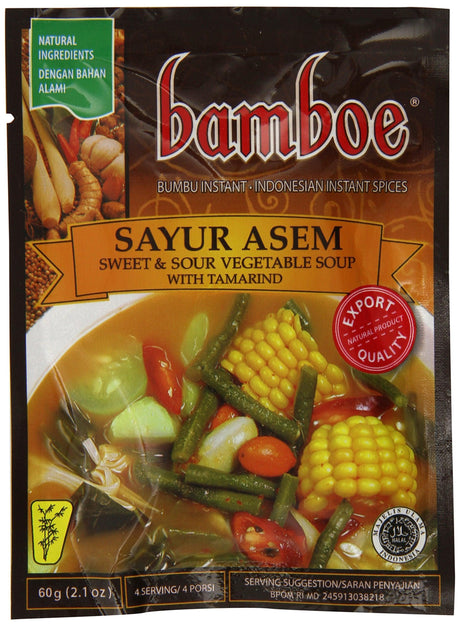 Bamboe Sayur Asem Vegetable Soup, Sour Tamarind, 2.1-Ounce (Pack of 12) - Mighty Depot