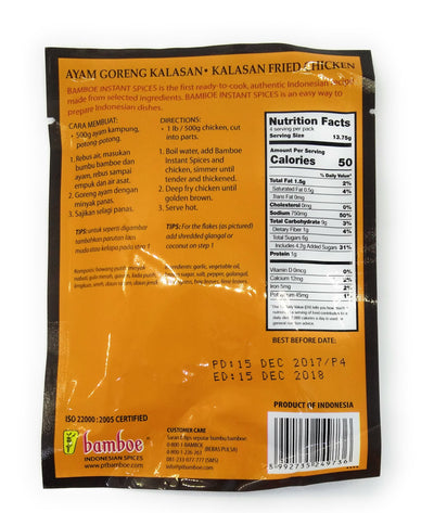 Bamboe Bumbu Ayam Goreng Kalasan (Fried Chicken), 55 Gram (Pack of 6)