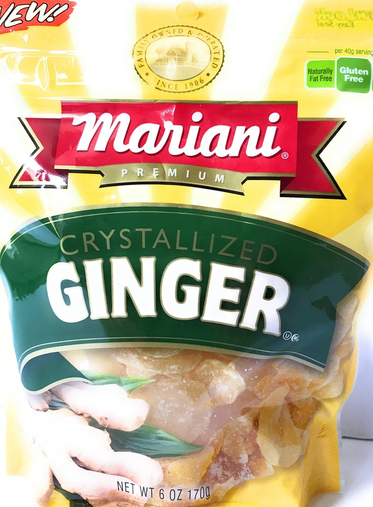 Mariani Crystallized Ginger - 6 ounce Package of Candied Ginger also called Crystalized Ginger - Mighty Depot