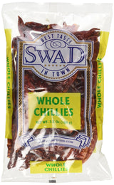 Swad Whole Red Dried Chillies 3.5oz., 100 Grams/ Indian Groceries - Mighty Depot