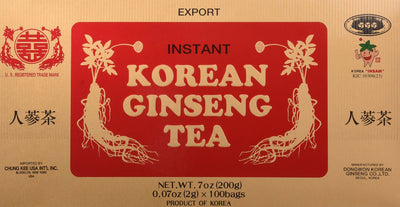 Shuang Xi Brand Instant Korean Ginseng Tea 0.07 Oz. X 100 Bags By Dongwon (Value Pack) 3 Boxes