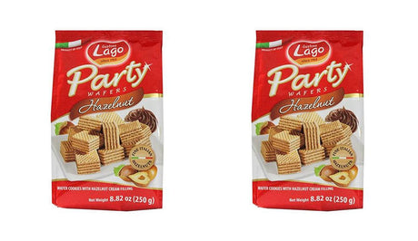 Gastone Lago Party Wafers Hazelnut Cream Filling 8.82 oz, 250g (Pack of 2) (Hazelnut, 2-Pack) - Mighty Depot