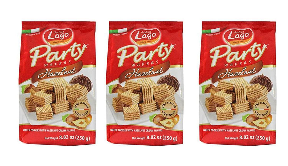 Gastone Lago Party Wafers With Hazelnut Cream Filling 8.82 oz, 250g (Pack of 3) - Mighty Depot