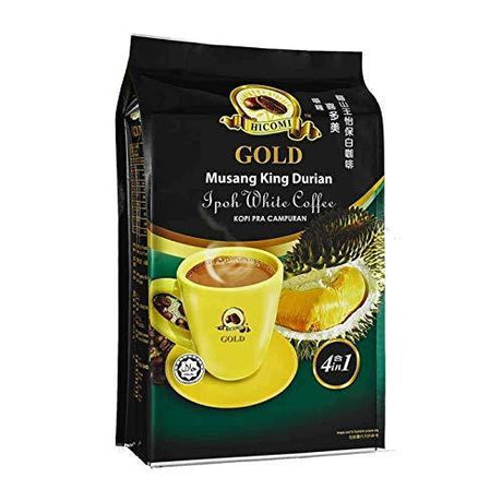 HICOMI Musang King Durian 4in1 Ipoh Instant White Coffee (38g X 15 Sachet) - Mighty Depot