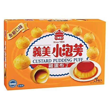 I-MEI PUFF flavor Taiwan Snack 義美小泡芙 (3 in 1 171g) (Custard Pudding) - Mighty Depot