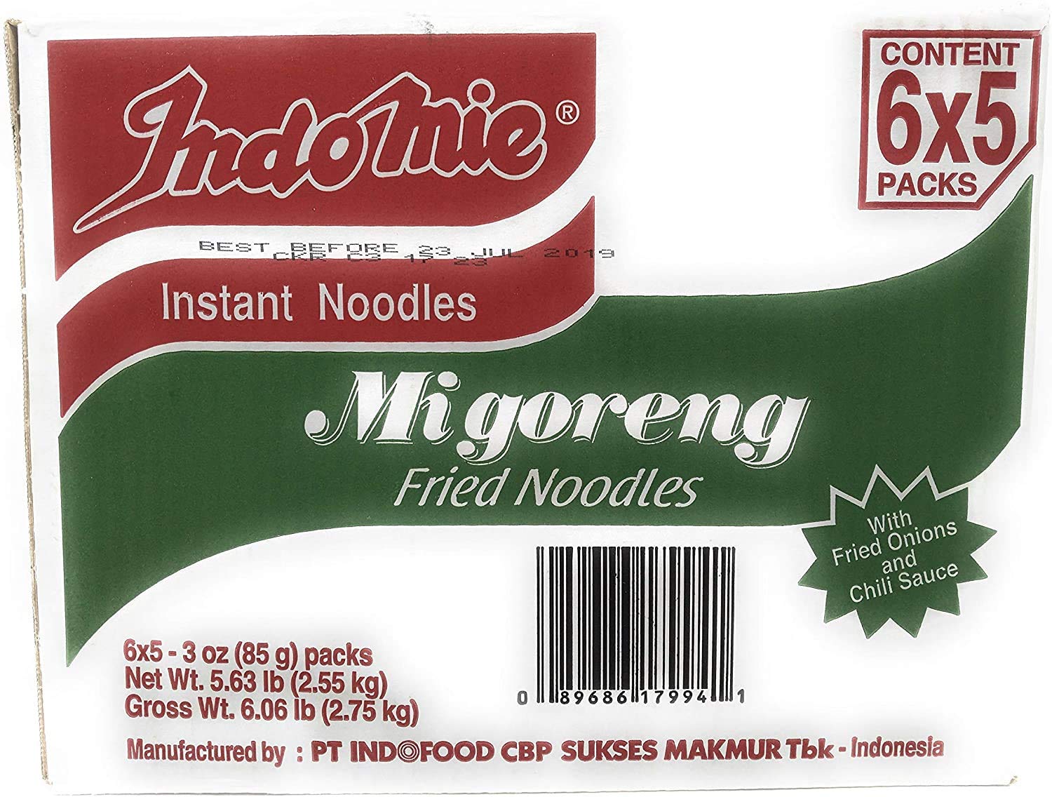 Indomie Mi Goreng Instant Stir Fry Noodles, Halal Certified, Original Flavor, 3 Ounce, Pack of 30
