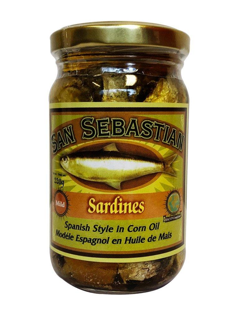 San Sebastian - Spanish Sardines in Corn Oil, 8 Ounces, (1 Jar) - Mighty Depot