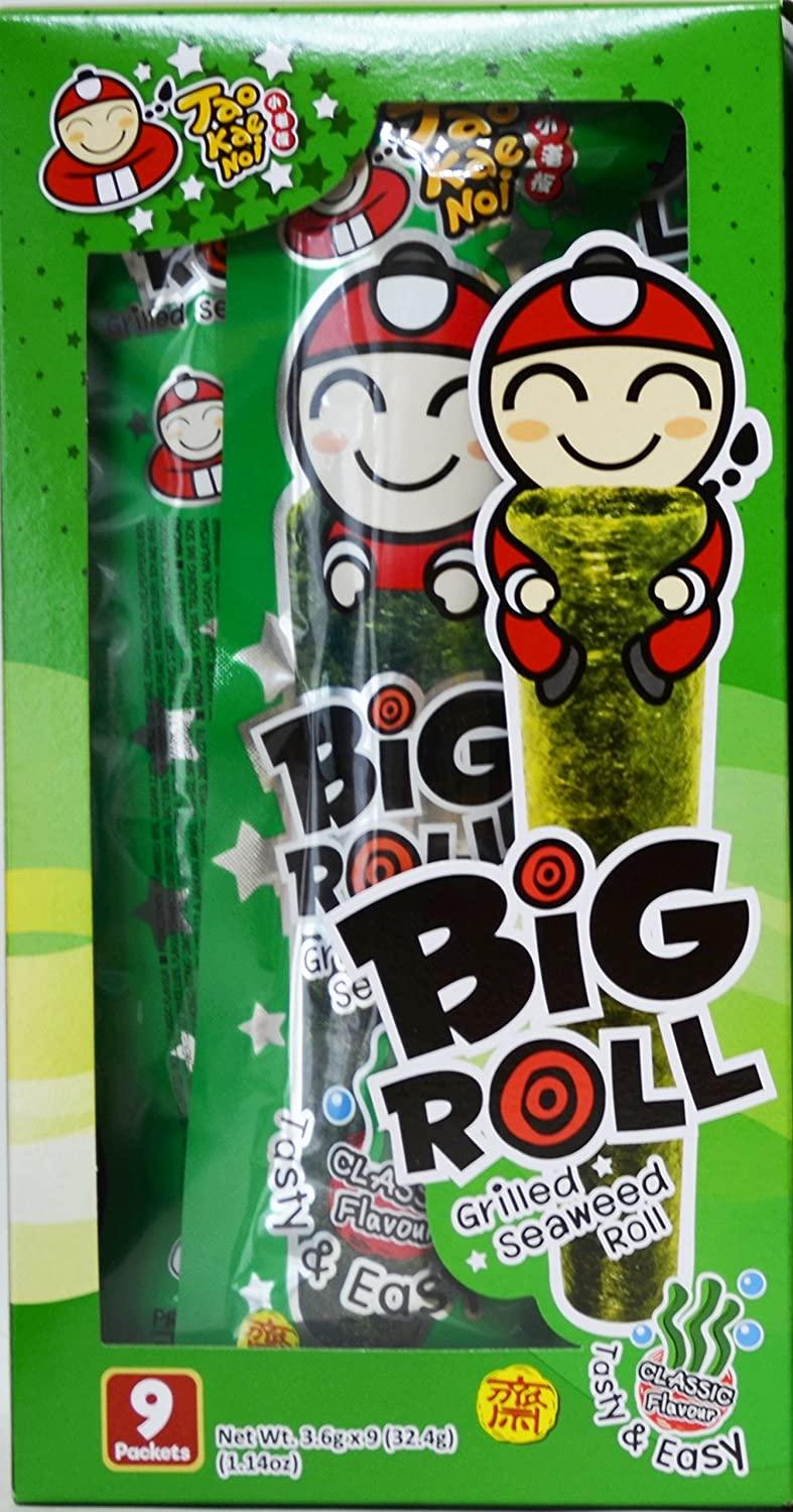 Tao Kae Noi Big Roll Grilled Seaweed Roll 9 Packets Per Box, (32.4 g) - 3 Boxes (Classic Flavour)