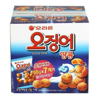 Korean Orion Peanut & Squid Ball Value Pack, 1 Box (98g X 7ea) 오징어 땅콩