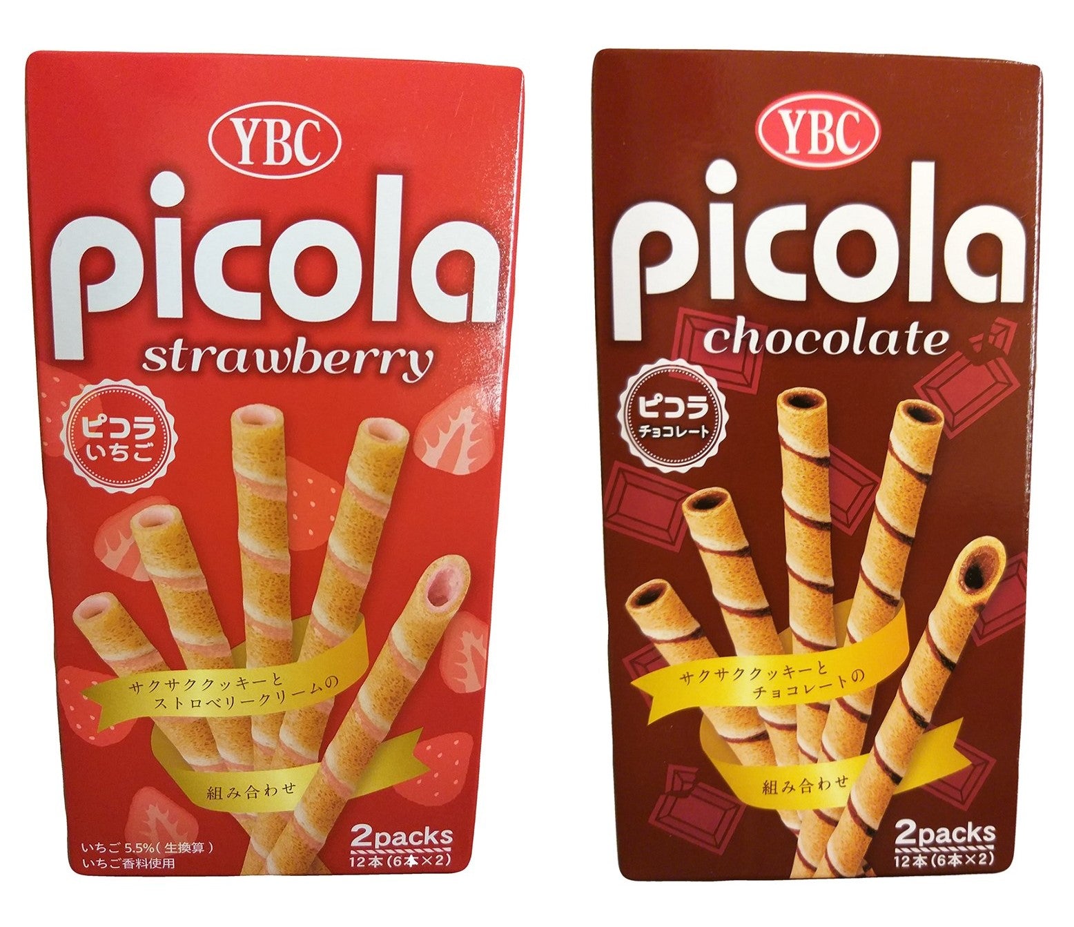 YBC Picola Egg Rolls Strawberry and Chocolate Combo Pack, 2 boxes